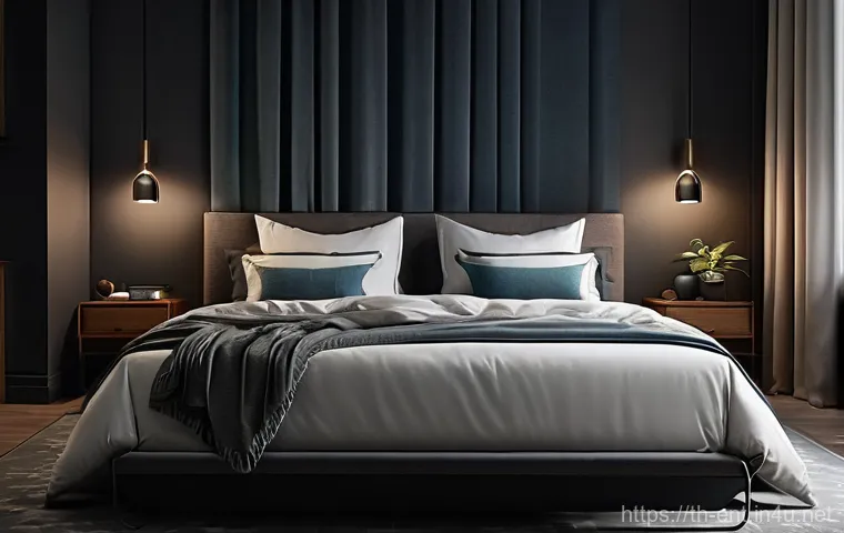 코골이 예방을 위한 자세 교정 - **Serene Side Sleep with Body Pillow:** A cozy, warm-toned image of an adult (male or female, 30s-40...