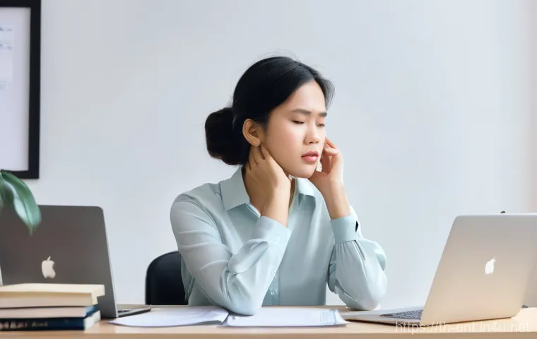 목 이물감 원인과 이비인후과 진료 - **Prompt 1: Visualizing Stress-Induced Throat Discomfort**
"A young Thai woman in her late 20s i...
