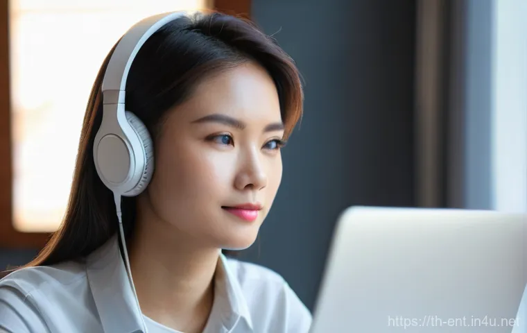 귀 울림 증상과 이명 초기 대처법 - **Prompt:** A close-up portrait of a Thai young adult, female, in her mid-20s, with short, neat hair...